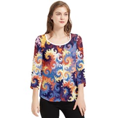 Spirals, Colorful, Pattern, Patterns, Twisted Chiffon Quarter Sleeve Blouse by nateshop