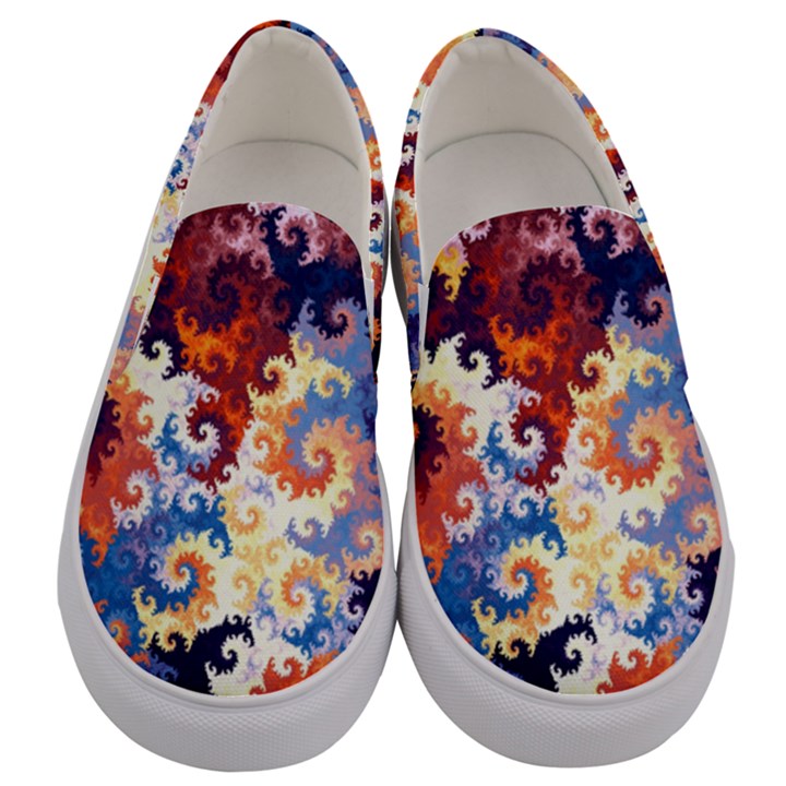 Spirals, Colorful, Pattern, Patterns, Twisted Men s Canvas Slip Ons