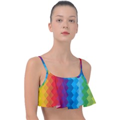 Rainbow Beautiful Seamless Pattern Frill Bikini Top by Cemarart