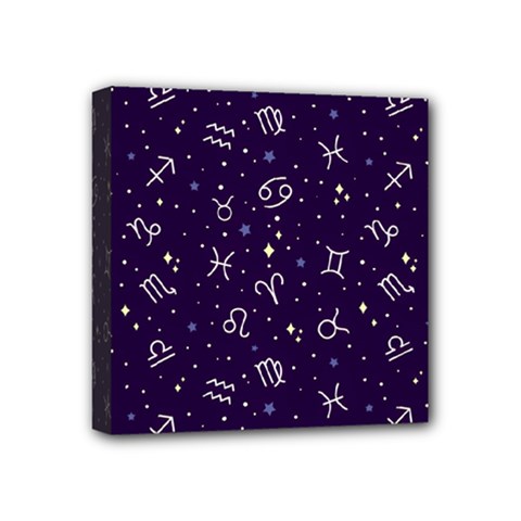 Zodiac Symbols Sign And Stars Pattern Seamless Pattern Mini Canvas 4  X 4  (stretched) by Cemarart