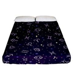 Zodiac Symbols Sign And Stars Pattern Seamless Pattern Fitted Sheet (california King Size) by Cemarart