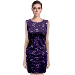 Zodiac Symbols Sign And Stars Pattern Seamless Pattern Classic Sleeveless Midi Dress