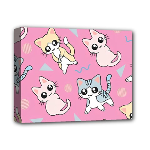 Cute Animal Little Cat Seamless Pattern Deluxe Canvas 14  X 11  (stretched)