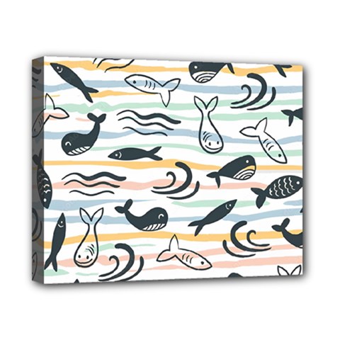 Seamless Vector Pattern With Little Cute Fish Cartoon Canvas 10  X 8  (stretched)