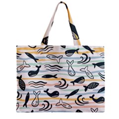 Seamless Vector Pattern With Little Cute Fish Cartoon Zipper Mini Tote Bag