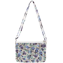 Bird Floral Blue Flower Retro Seamless Pattern Double Gusset Crossbody Bag by Cemarart