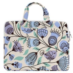 Bird Floral Blue Flower Retro Seamless Pattern Macbook Pro 13  Double Pocket Laptop Bag by Cemarart