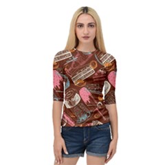 Sweet Food Seamless Pattern Quarter Sleeve Raglan T-shirt