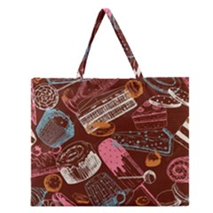 Sweet Food Seamless Pattern Zipper Large Tote Bag