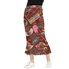 Sweet Food Seamless Pattern Maxi Fishtail Chiffon Skirt by Cemarart