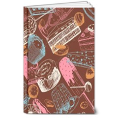 Sweet Food Seamless Pattern 8  X 10  Hardcover Notebook by Cemarart