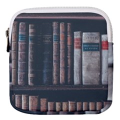 Aged Bookcase Books Bookshelves Mini Square Pouch by Grandong