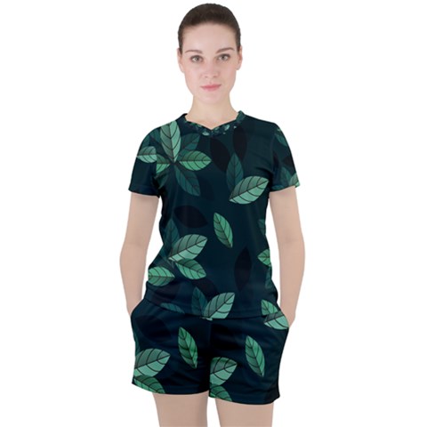 Foliage Women s T-shirt And Shorts Set by HermanTelo