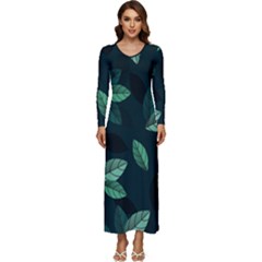 Foliage Long Sleeve Longline Maxi Dress by HermanTelo