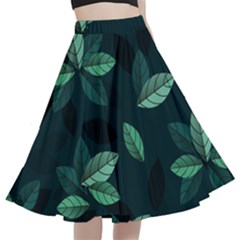 Foliage A-line Full Circle Midi Skirt With Pocket