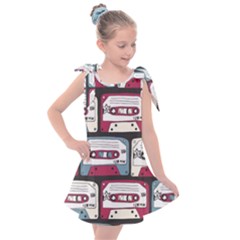 Music Symbols Rock Music Seamless Pattern Kids  Tie Up Tunic Dress by Ndabl3x