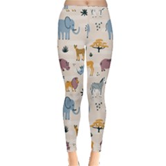 Wild Animals Seamless Pattern Inside Out Leggings by Ndabl3x