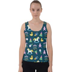 Cute Babies Toys Seamless Pattern Velvet Tank Top