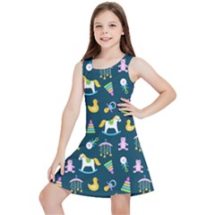 Cute Babies Toys Seamless Pattern Kids  Lightweight Sleeveless Dress by Ndabl3x