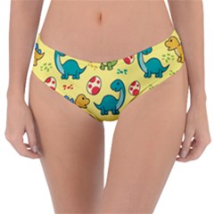 Seamless Pattern With Cute Dinosaurs Character Reversible Classic Bikini Bottoms by Ndabl3x