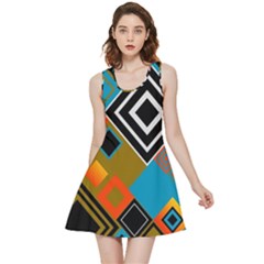 Retro Pattern Abstract Art Colorful Square Inside Out Reversible Sleeveless Dress