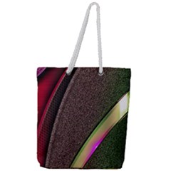 Abstract Curve Pattern Red Full Print Rope Handle Tote (large) by Ndabl3x