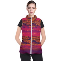 Time Wind Polishpattern Architecture Building City Cityscape Nature Pop-art Pop Surrealism  Retrowave Women s Puffer Vest