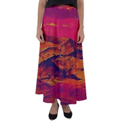 Time Wind Polishpattern Architecture Building City Cityscape Nature Pop-art Pop Surrealism  Retrowave Flared Maxi Skirt