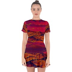 Time Wind Polishpattern Architecture Building City Cityscape Nature Pop-art Pop Surrealism  Retrowave Drop Hem Mini Chiffon Dress