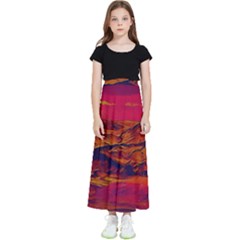 Time Wind Polishpattern Architecture Building City Cityscape Nature Pop-art Pop Surrealism  Retrowave Kids  Flared Maxi Skirt