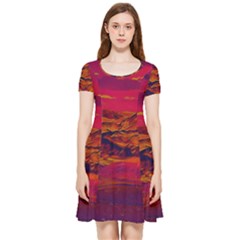 Time Wind Polishpattern Architecture Building City Cityscape Nature Pop-art Pop Surrealism  Retrowave Inside Out Cap Sleeve Dress