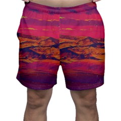 Time Wind Polishpattern Architecture Building City Cityscape Nature Pop-art Pop Surrealism  Retrowave Men s Shorts