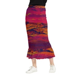 Time Wind Polishpattern Architecture Building City Cityscape Nature Pop-art Pop Surrealism  Retrowave Maxi Fishtail Chiffon Skirt