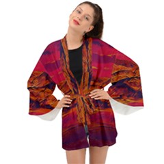 Time Wind Polishpattern Architecture Building City Cityscape Nature Pop-art Pop Surrealism  Retrowave Long Sleeve Kimono