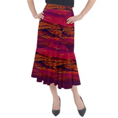 Time Wind Polishpattern Architecture Building City Cityscape Nature Pop-art Pop Surrealism  Retrowave Midi Mermaid Skirt