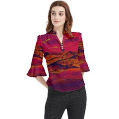 Time Wind Polishpattern Architecture Building City Cityscape Nature Pop-art Pop Surrealism  Retrowave Loose Horn Sleeve Chiffon Blouse