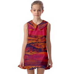 Time Wind Polishpattern Architecture Building City Cityscape Nature Pop-art Pop Surrealism  Retrowave Kids  Pilgrim Collar Ruffle Hem Dress