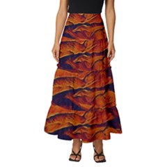 Time Wind Polishpattern Architecture Building City Cityscape Nature Pop-art Pop Surrealism  Retrowave Tiered Ruffle Maxi Skirt by Cemarart