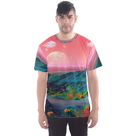 Unicorn Valley Aesthetic Clouds Landscape Mountain Nature Pop Art Surrealism Retrowave Men s Sport Mesh T-shirt by Cemarart