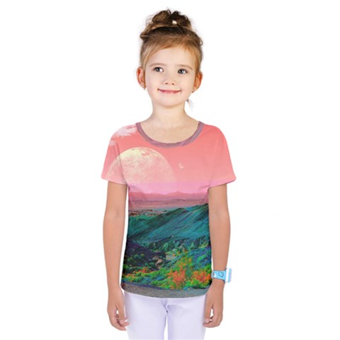 Unicorn Valley Aesthetic Clouds Landscape Mountain Nature Pop Art Surrealism Retrowave Kids  One Piece T-shirt by Cemarart