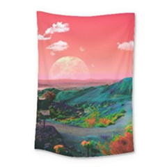 Unicorn Valley Aesthetic Clouds Landscape Mountain Nature Pop Art Surrealism Retrowave Small Tapestry by Cemarart