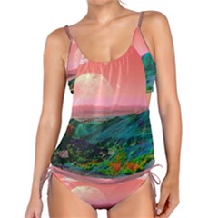 Unicorn Valley Aesthetic Clouds Landscape Mountain Nature Pop Art Surrealism Retrowave Tankini Set by Cemarart