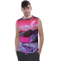 Late Night Feelings Aesthetic Clouds Color Manipulation Landscape Mountain Nature Surrealism Psicode Men s Regular Tank Top by Cemarart