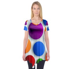 Abstract Dots Colorful Short Sleeve Tunic  by nateshop