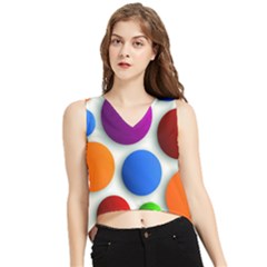 Abstract Dots Colorful V-Neck Cropped Tank Top