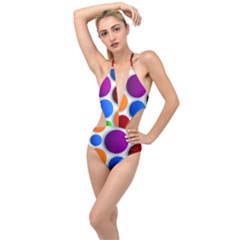 Abstract Dots Colorful Plunging Cut Out Swimsuit by nateshop