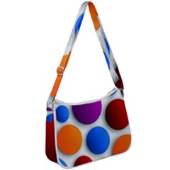 Abstract Dots Colorful Zip Up Shoulder Bag by nateshop