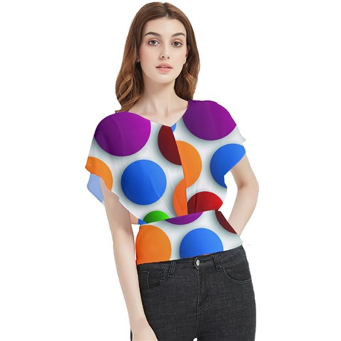 Abstract Dots Colorful Butterfly Chiffon Blouse by nateshop