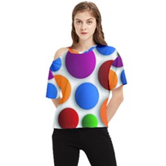 Abstract Dots Colorful One Shoulder Cut Out T-Shirt