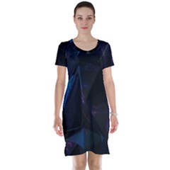 Abstract, Black, Purple, Short Sleeve Nightdress by nateshop